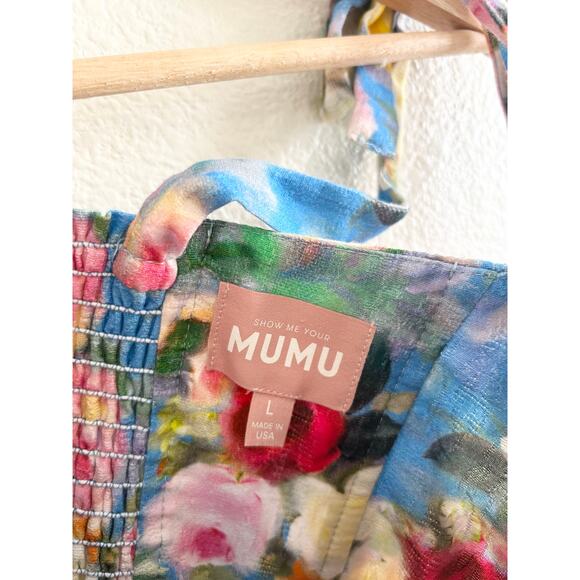 Show Me Your Mumu Pauline Peplum Dress in Blissful Garden Gala L - Picture 6 of 9